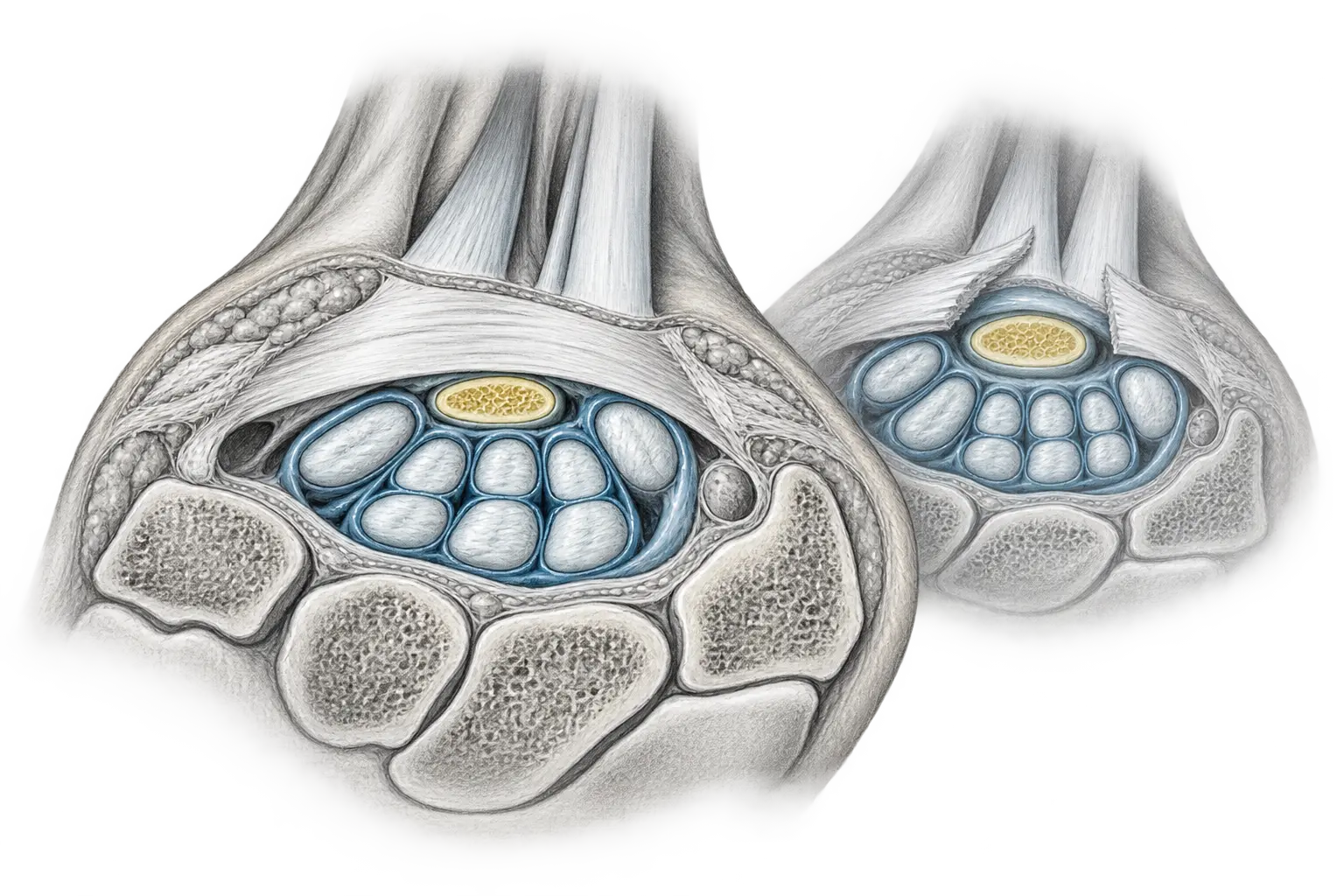 Anatomie du canal carpien et décompression du nerf médian