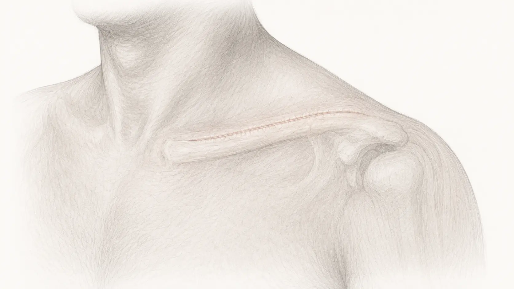 Cicatrice chirurgicale fine suivant la clavicule