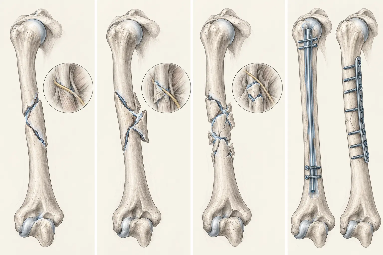 Fractures de la diaphyse humérale et principes de fixation par plaque ou clou
